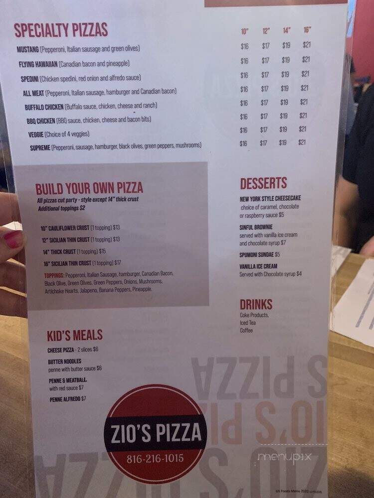 Zio's Pizza - Kansas City, MO menu_pic