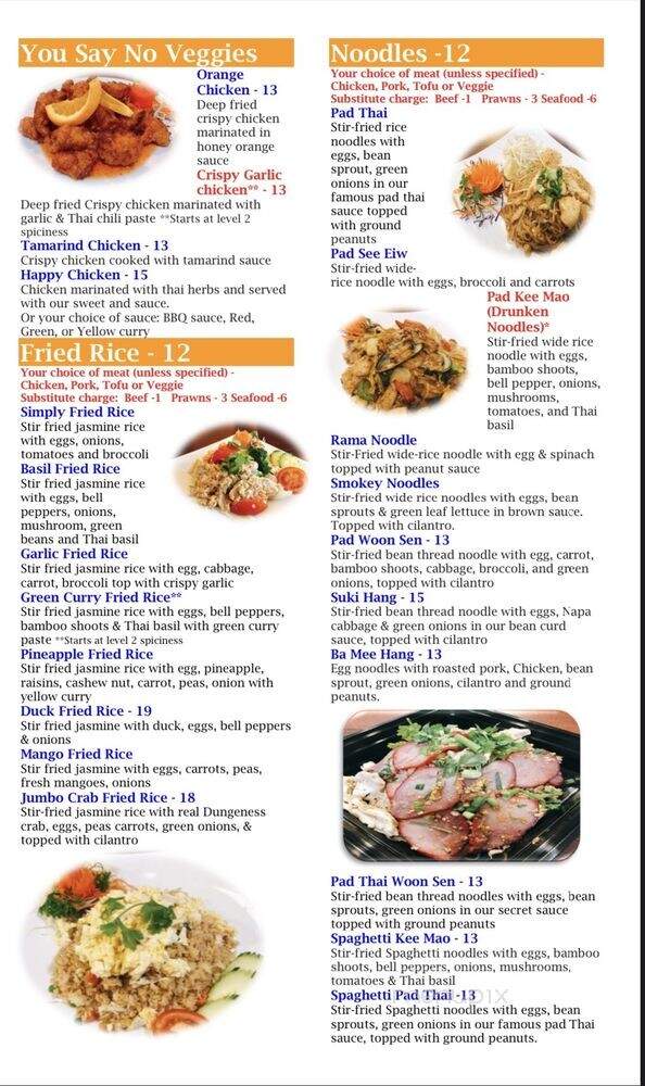 Issaya Thai Cuisine - Shoreline, WA menu_pic