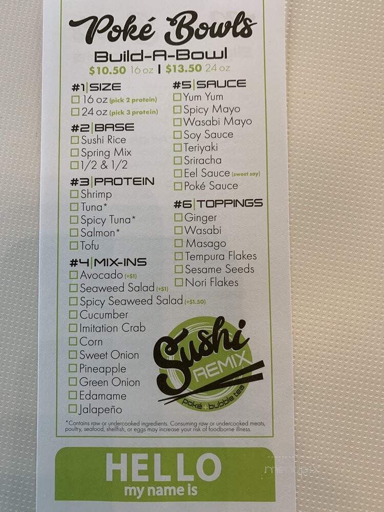 Sushi Remix - Bay City, MI menu_pic