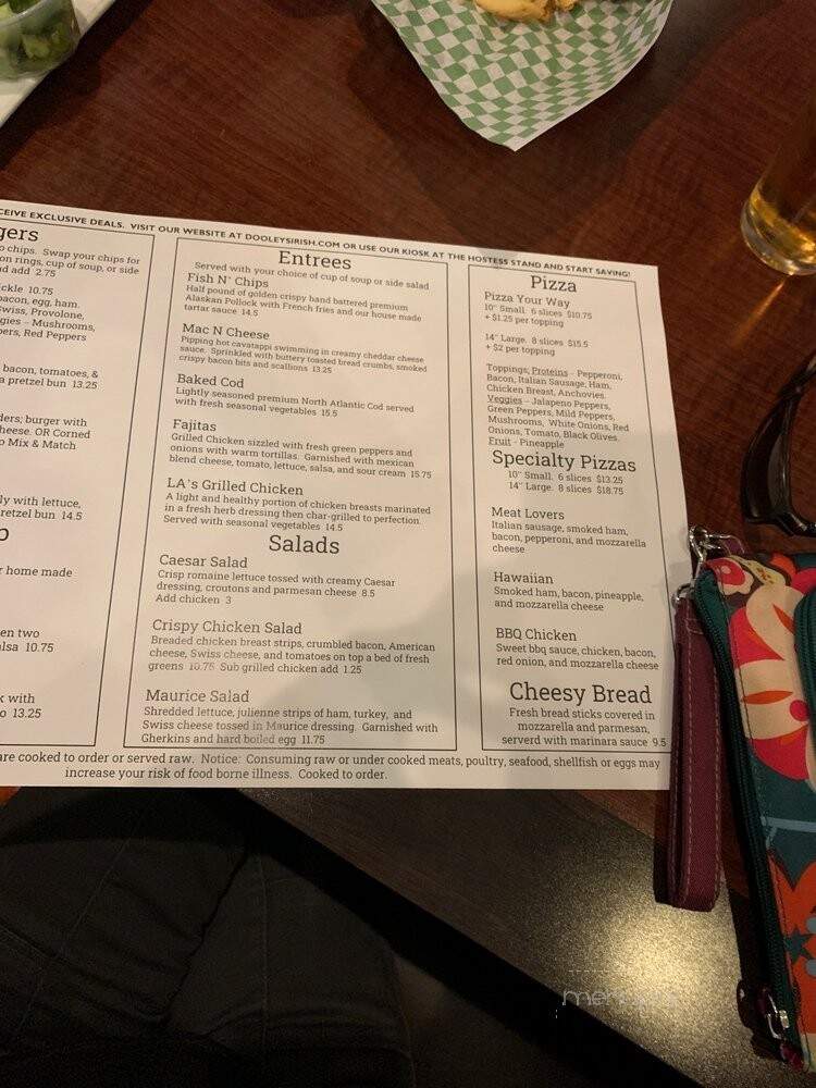 Dooley's Tavern - Shelby charter Township, MI menu_pic