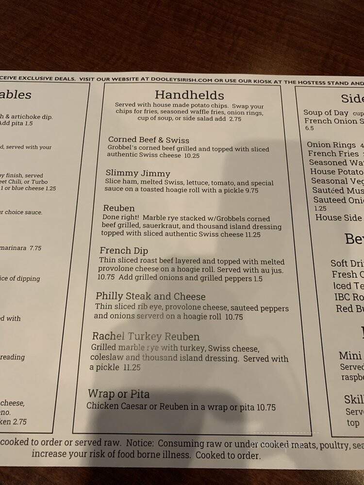 Dooley's Tavern - Shelby charter Township, MI menu_pic