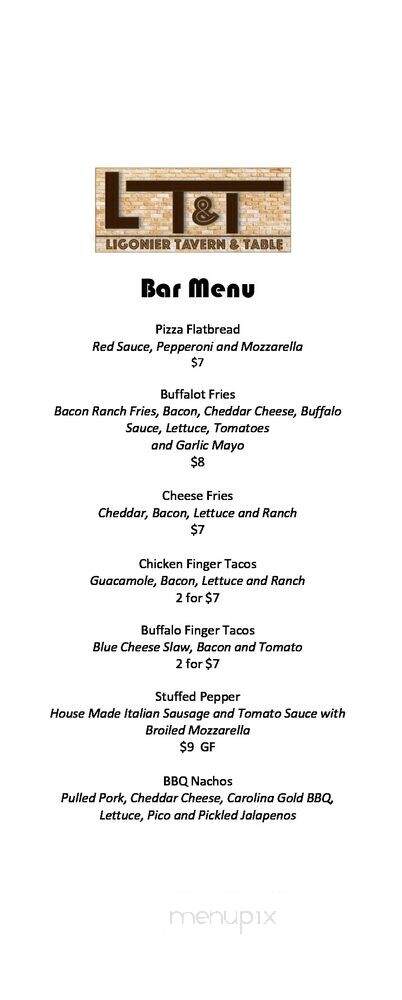 Ligonier Tavern and Table - Ligonier, PA menu_pic