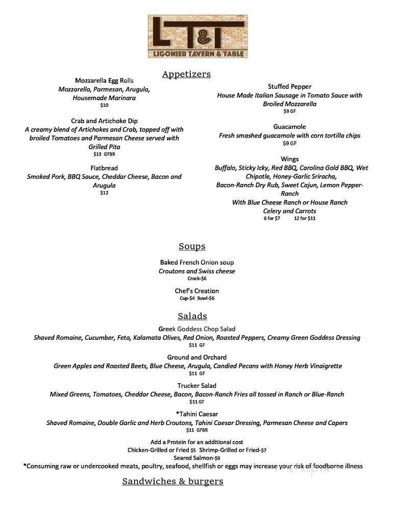 Ligonier Tavern and Table - Ligonier, PA menu_pic