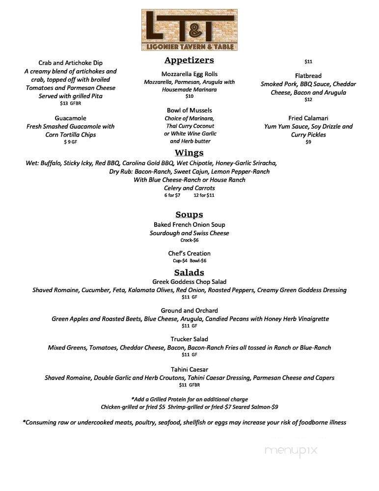 Ligonier Tavern and Table - Ligonier, PA menu_pic