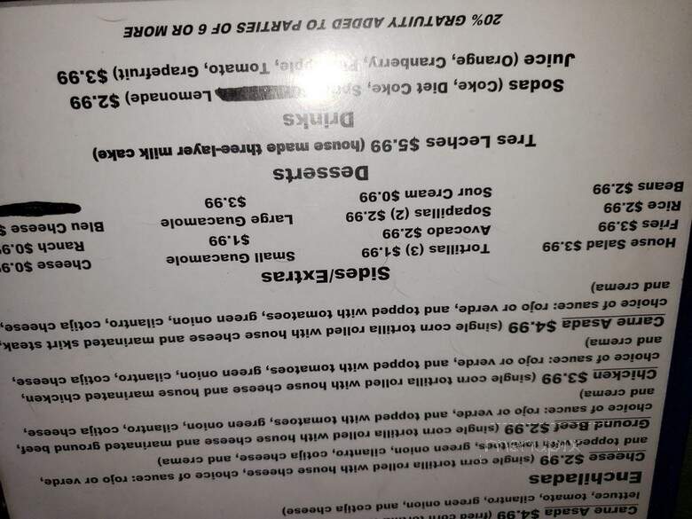 Chanclas Cantina - Las Vegas, NV menu_pic