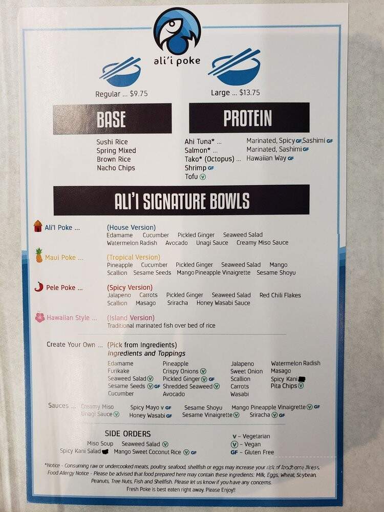 Ali'i Poke - Fishers, IN menu_pic