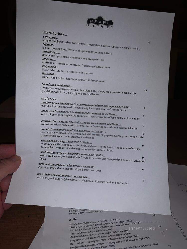 Pearl District Sherman Oaks - Los Angeles, CA menu_pic