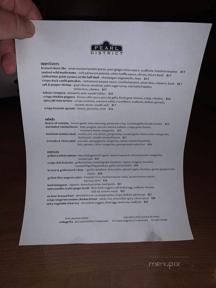 Pearl District Sherman Oaks - Los Angeles, CA menu_pic