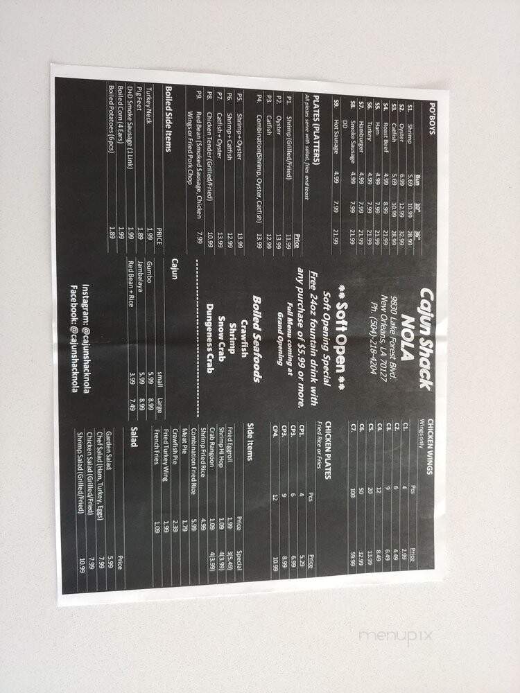 Cajun Shack NOLA - New Orleans, LA menu_pic