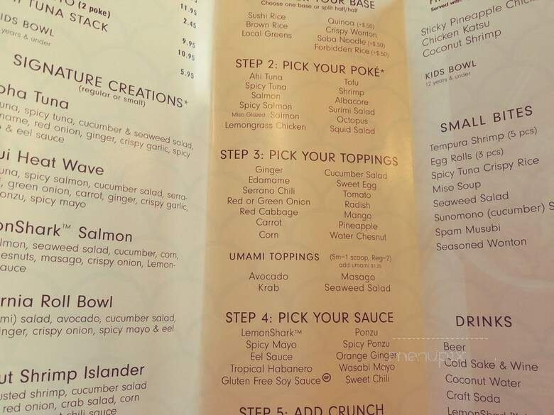 LemonShark Poke Cary - Cary, NC menu_pic