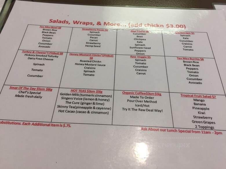 The Raw Deal Juice Bar - Waterbury, CT menu_pic