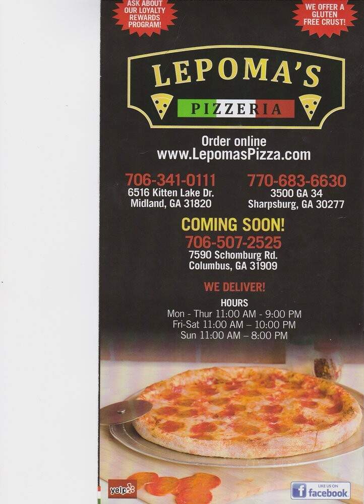 Lepoma's Pizzeria - Columbus, GA menu_pic