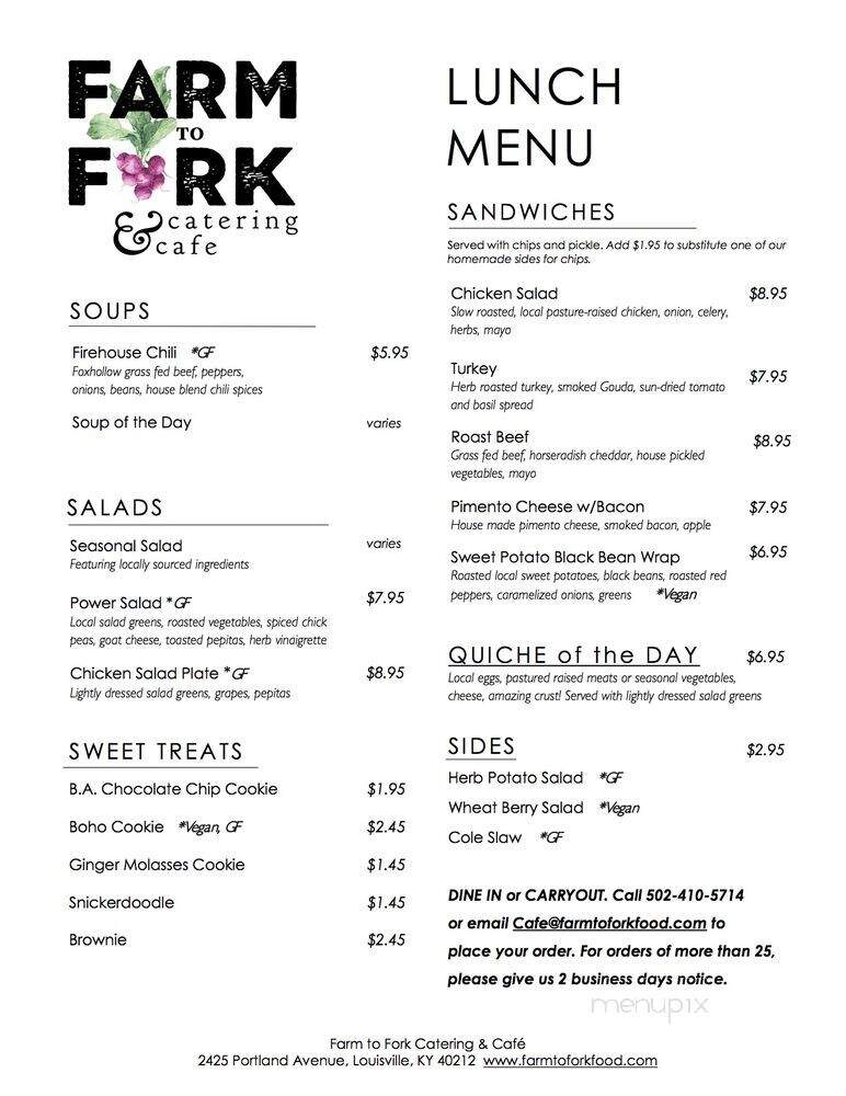 Farm to Fork Cafe - Louisville, KY menu_pic
