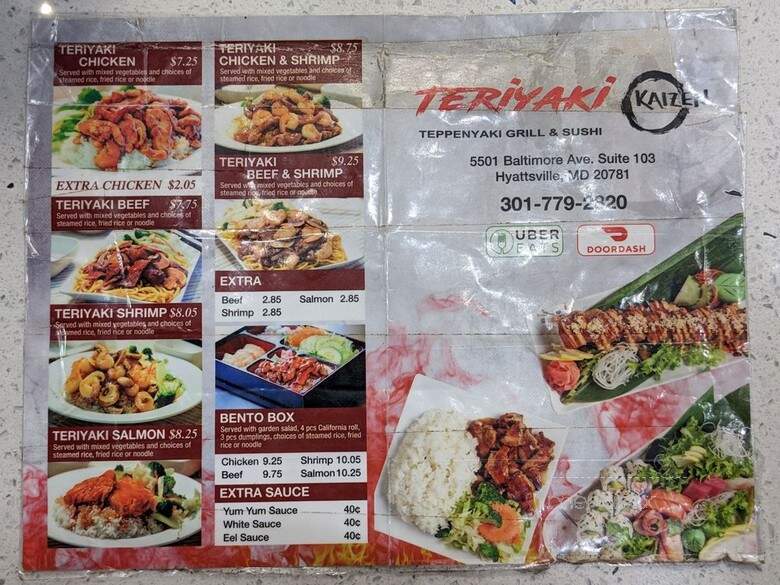 Teriyaki Kaizen - Hyattsville, MD menu_pic