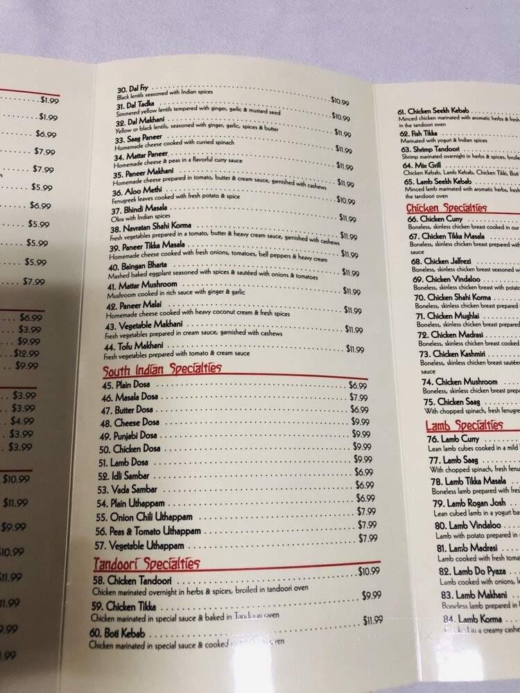 Heart Of India - Buffalo, NY menu_pic