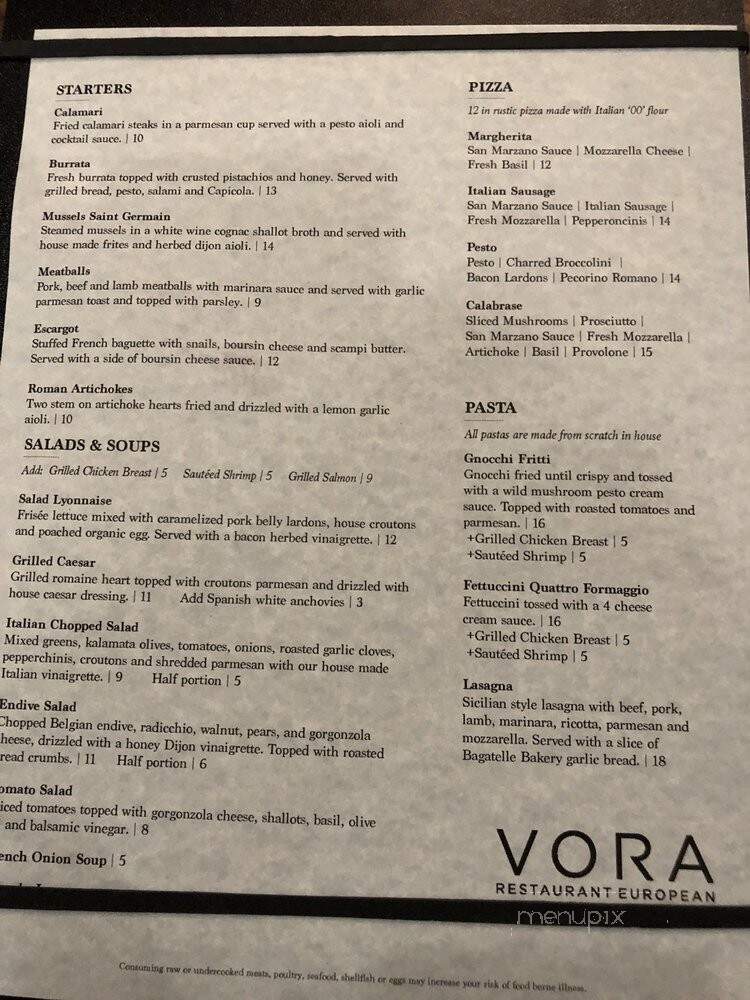 Vora Restaurant European - Wichita, KS menu_pic