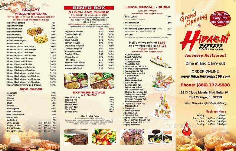 Hibachi Express Japanese Restaurant - Port Orange, FL menu_pic