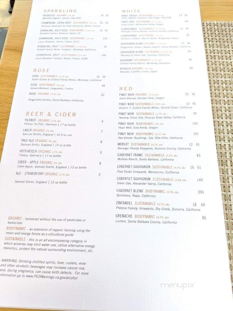 Solviva - Rancho Palos Verdes, CA menu_pic