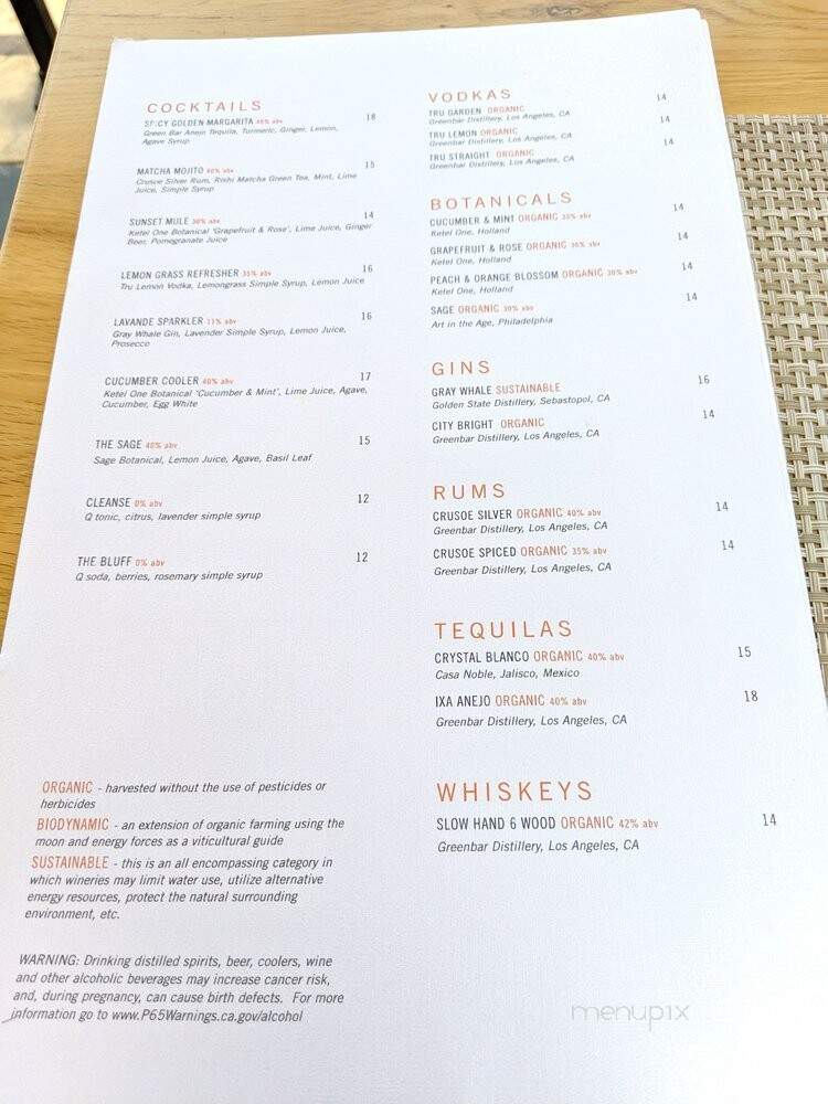 Solviva - Rancho Palos Verdes, CA menu_pic