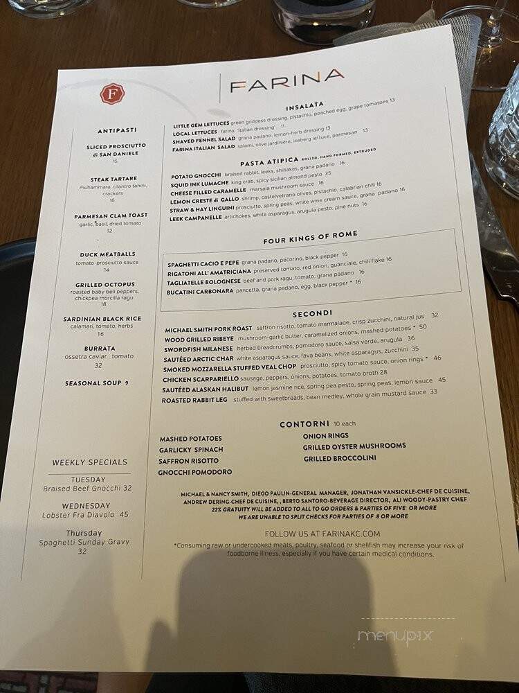 Farina - Kansas City, MO menu_pic