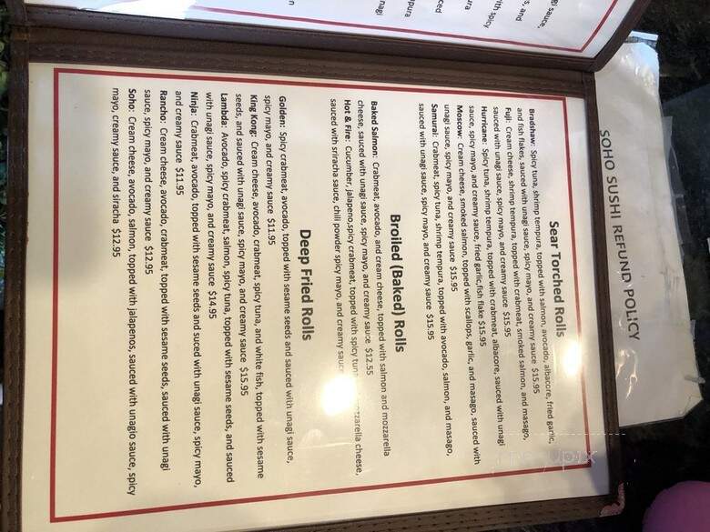 Soho Sushi Express - Rancho Cordova, CA menu_pic