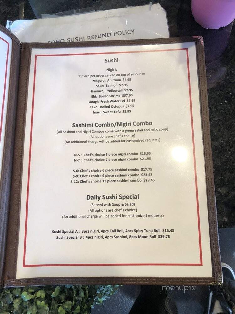 Soho Sushi Express - Rancho Cordova, CA menu_pic