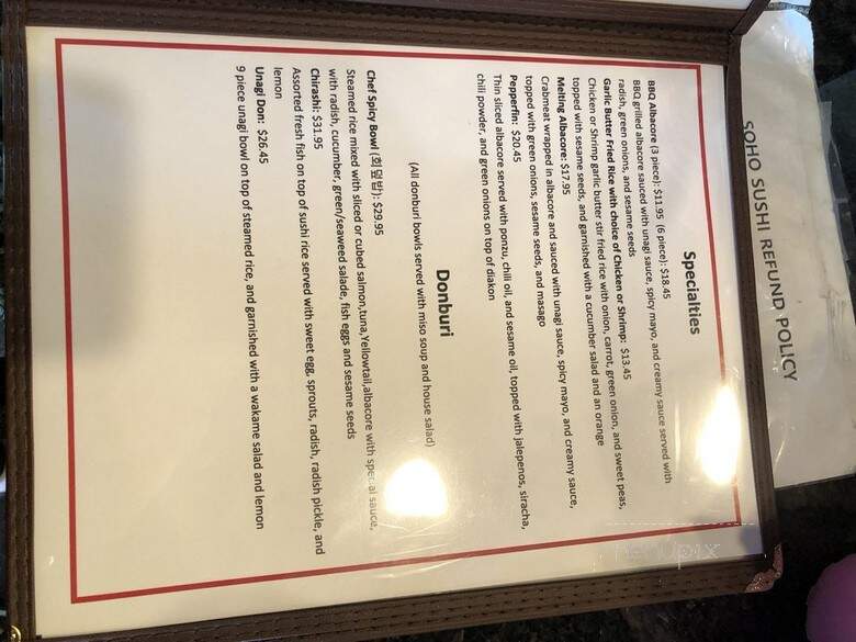 Soho Sushi Express - Rancho Cordova, CA menu_pic