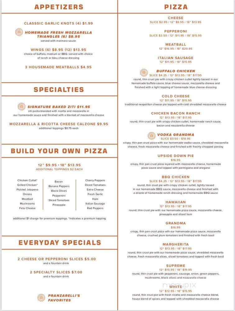 Pranzarelli's Pizza - Canton, GA menu_pic