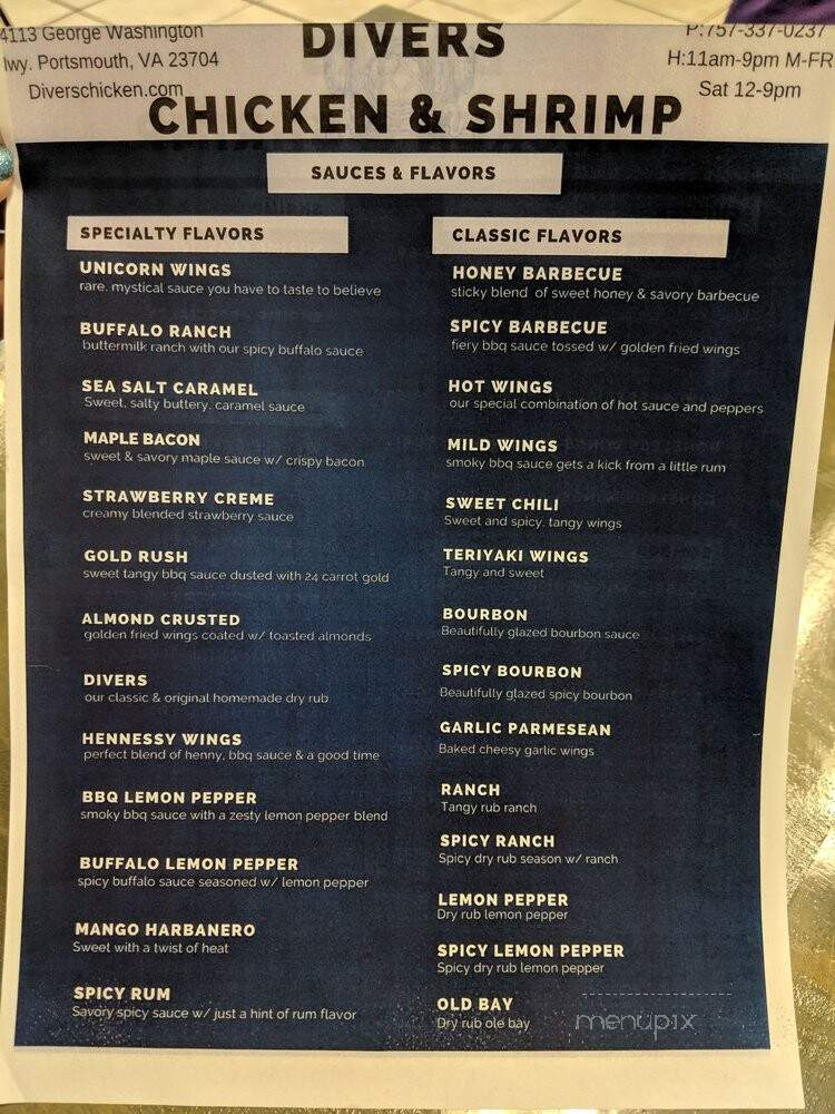 Divers Chicken & Shrimp - Portsmouth, VA menu_pic