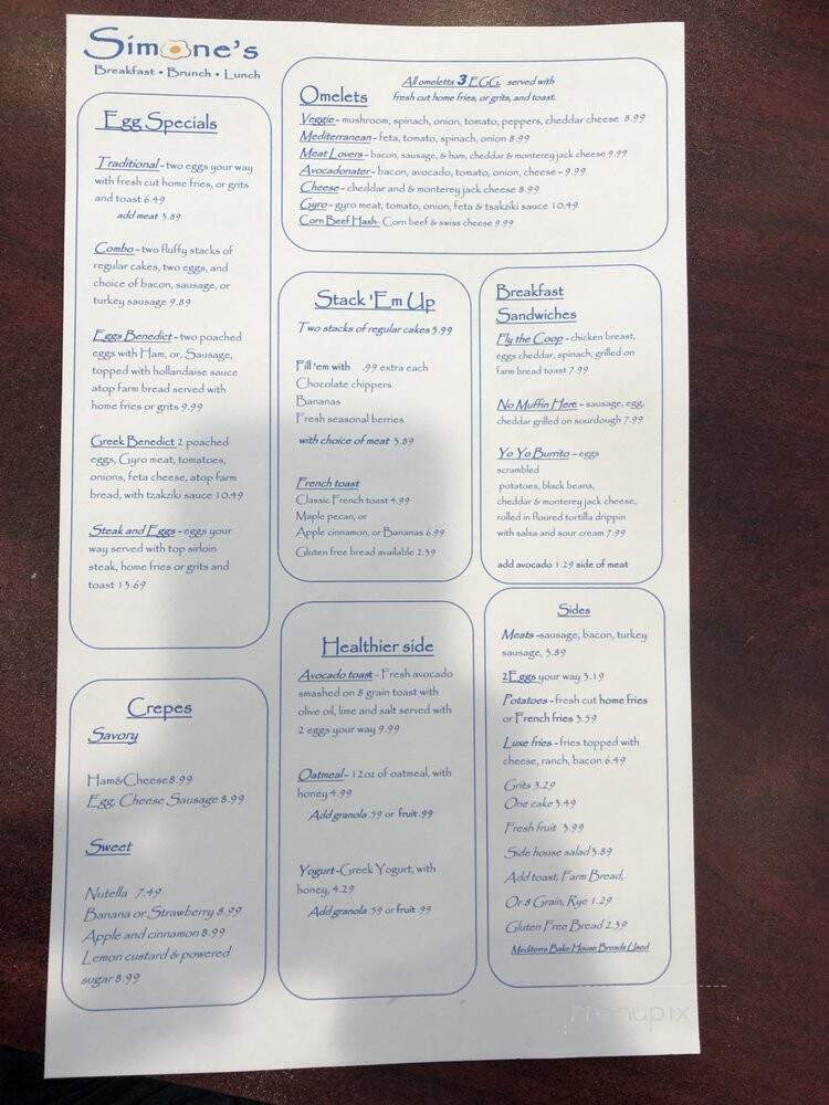 Simone's - Mount Lebanon, PA menu_pic