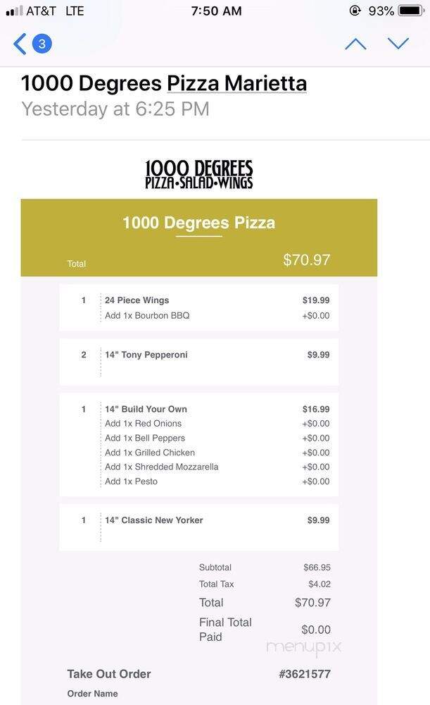1000 Degrees Pizzeria - Kennesaw, GA