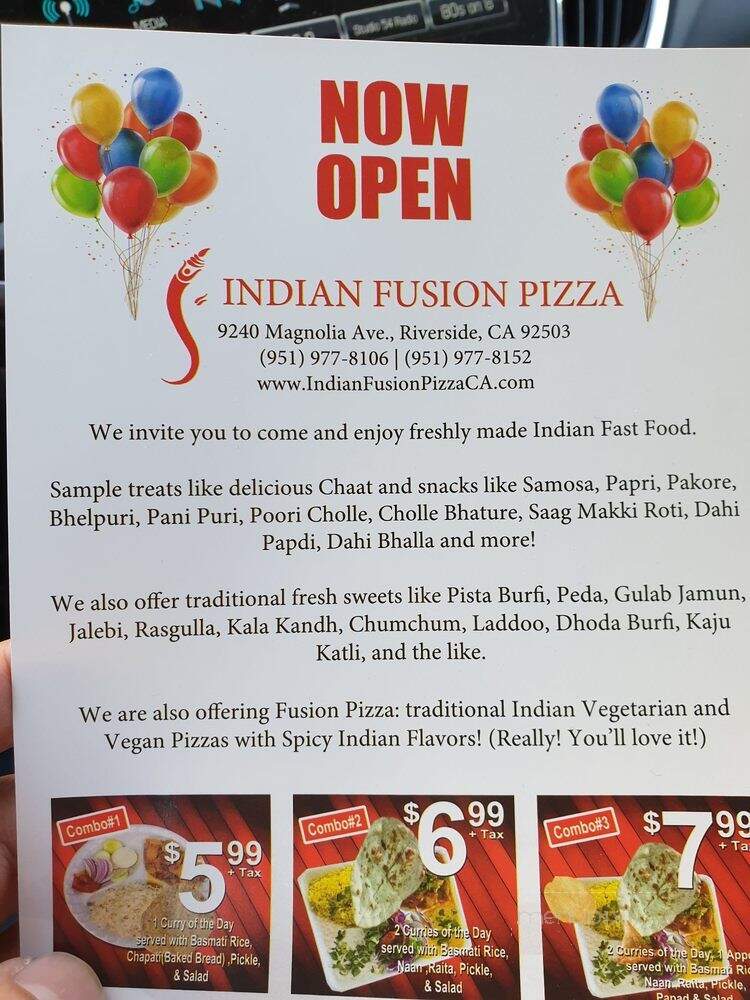 Indian Fusion Pizza - Riverside, CA menu_pic