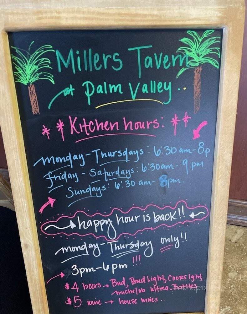 Miller's Tavern @ Palm Valley - Las Vegas, NV menu_pic