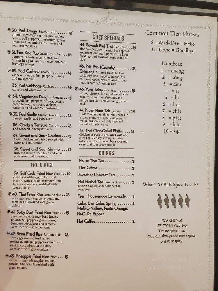 Savanh Thai Kitchen - Auburn, AL menu_pic