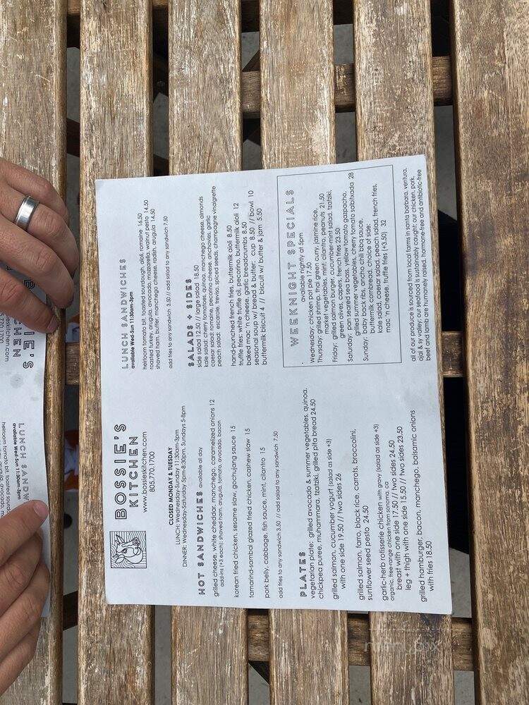 Bossie's Kitchen - Santa Barbara, CA menu_pic