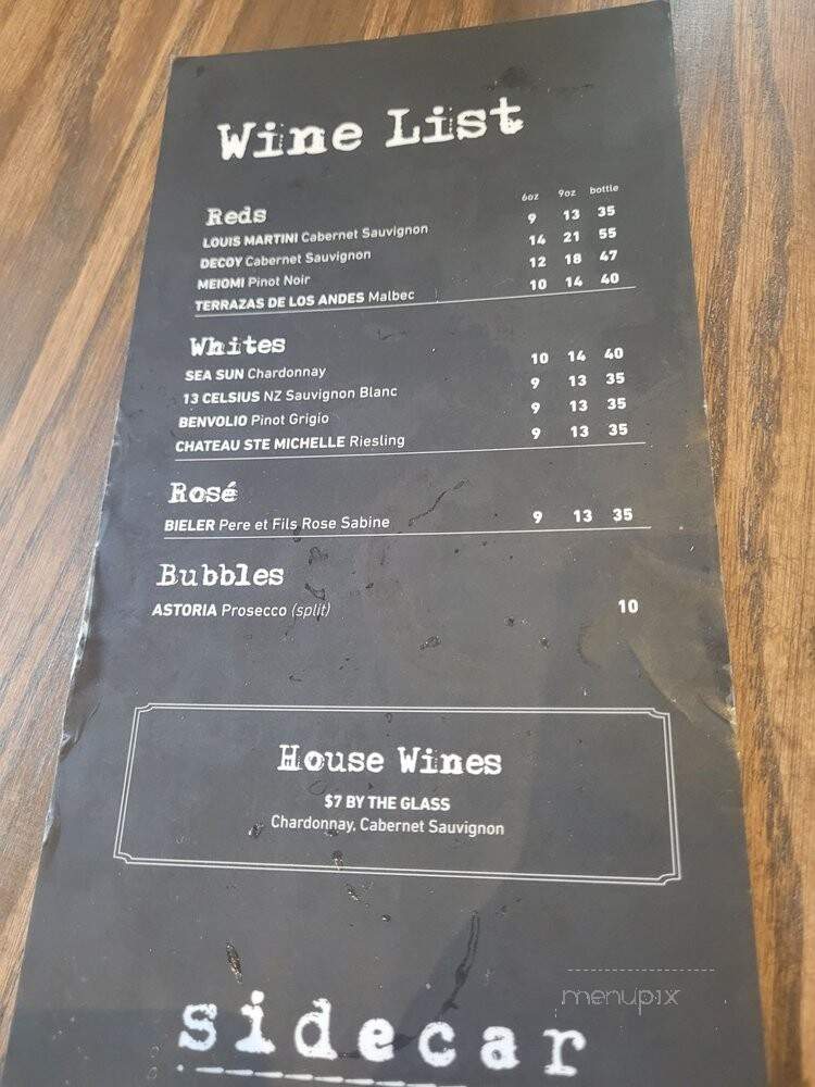 Sidecar Slider Bar - Farmington, MI menu_pic