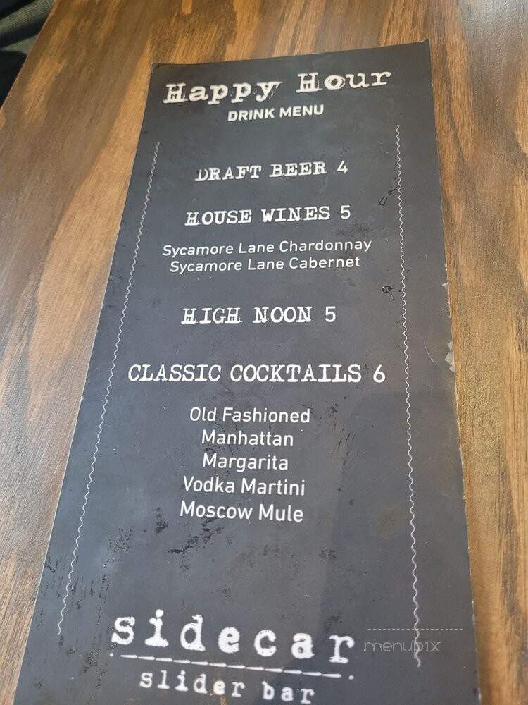 Sidecar Slider Bar - Farmington, MI menu_pic