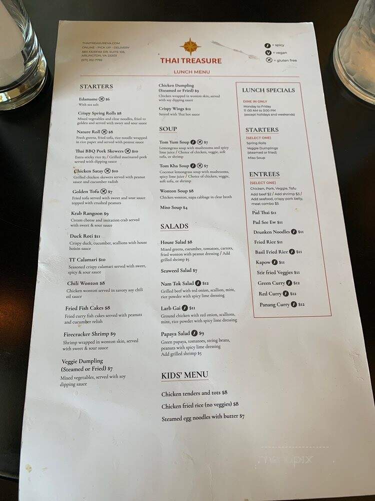 Thai Treasure - Arlington, VA menu_pic