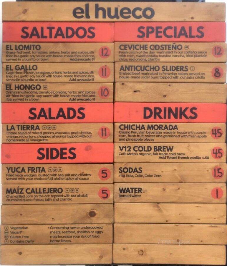 El Hueco - San Diego, CA menu_pic