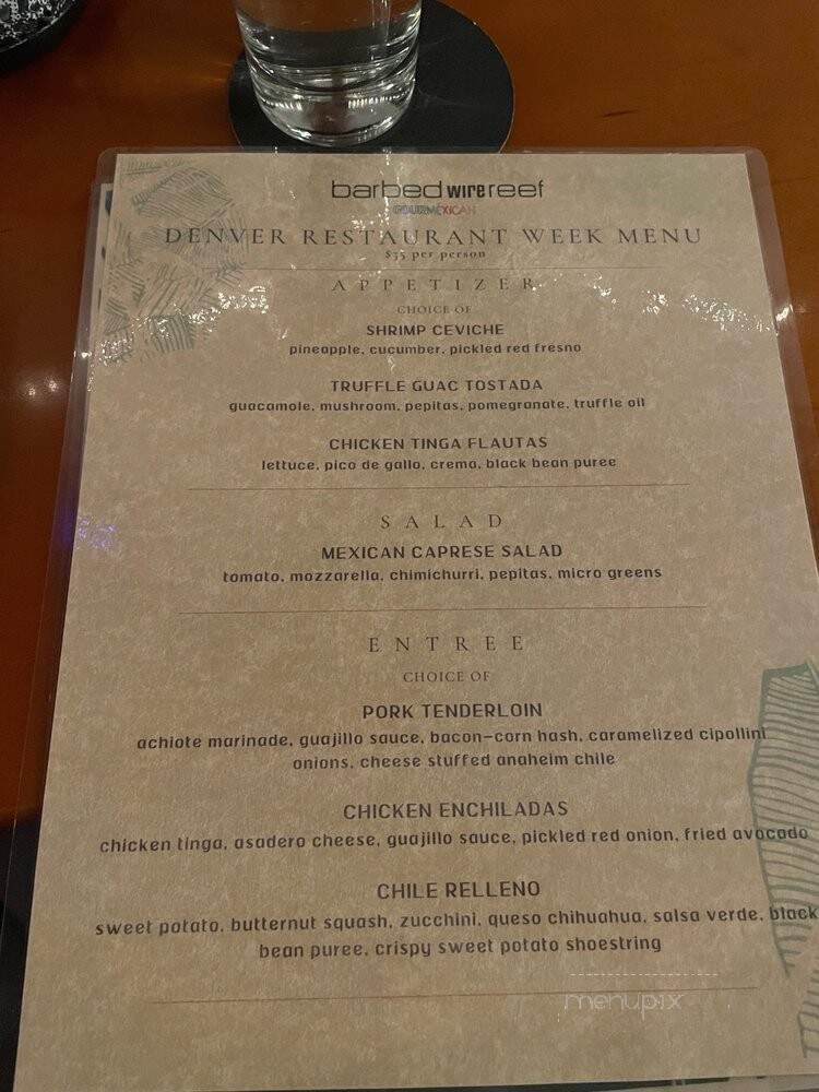 Barbed Wire Reef Restaurant - Denver, CO menu_pic