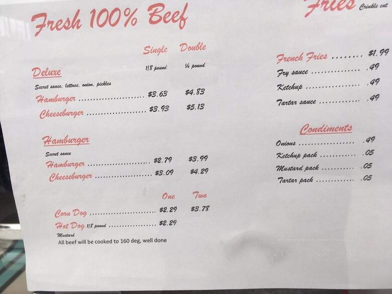 Beefy's Burgers - Tacoma, WA menu_pic