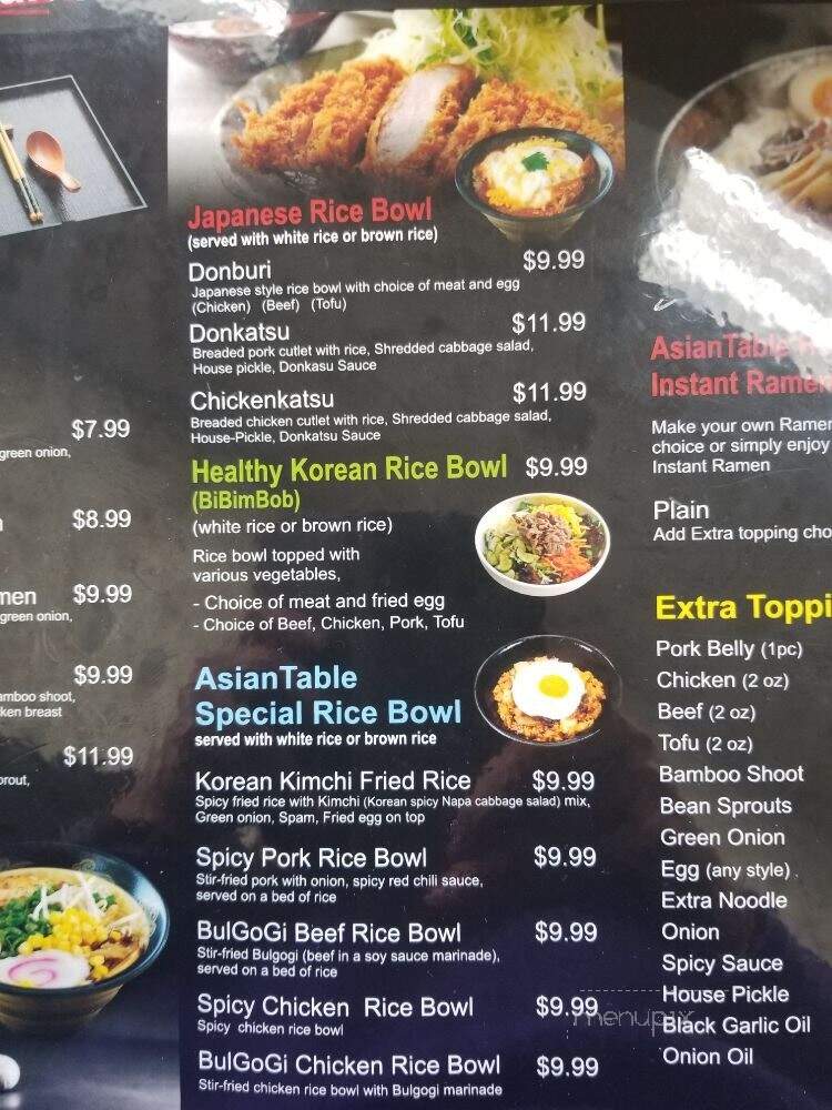 Asian Table - Huntington Park, CA menu_pic