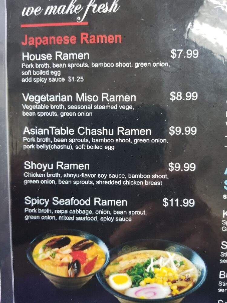 Asian Table - Huntington Park, CA menu_pic