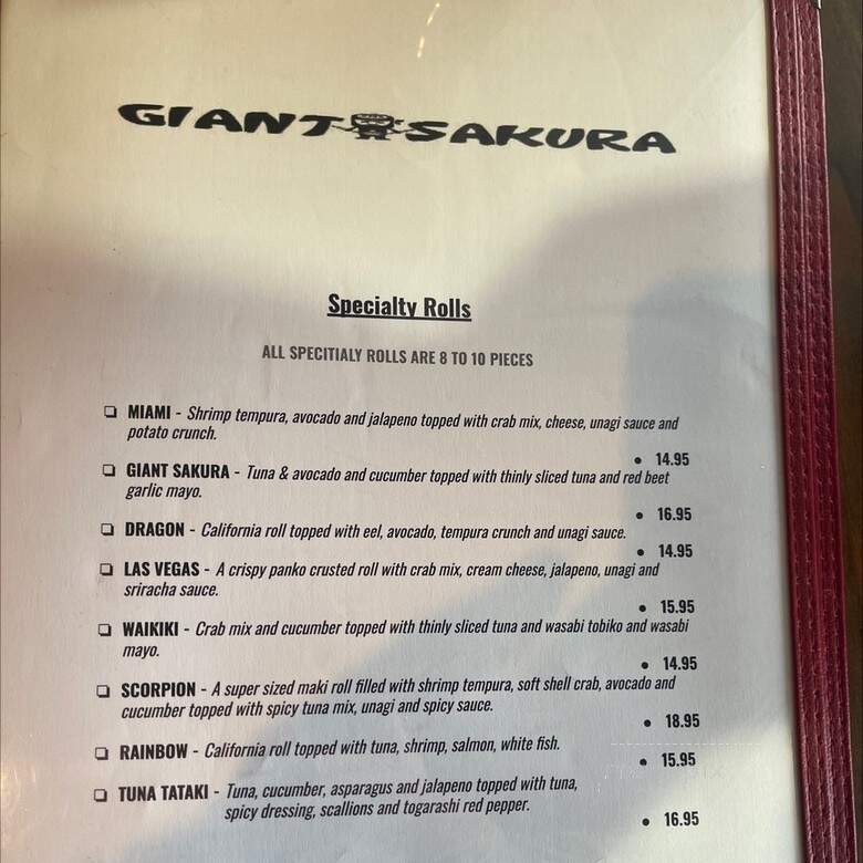 Giant Sakura - Rolling Meadows, IL menu_pic