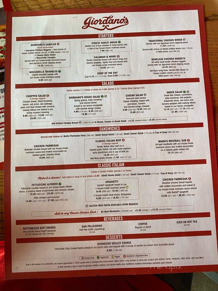 Giordano's - Beavercreek, OH menu_pic