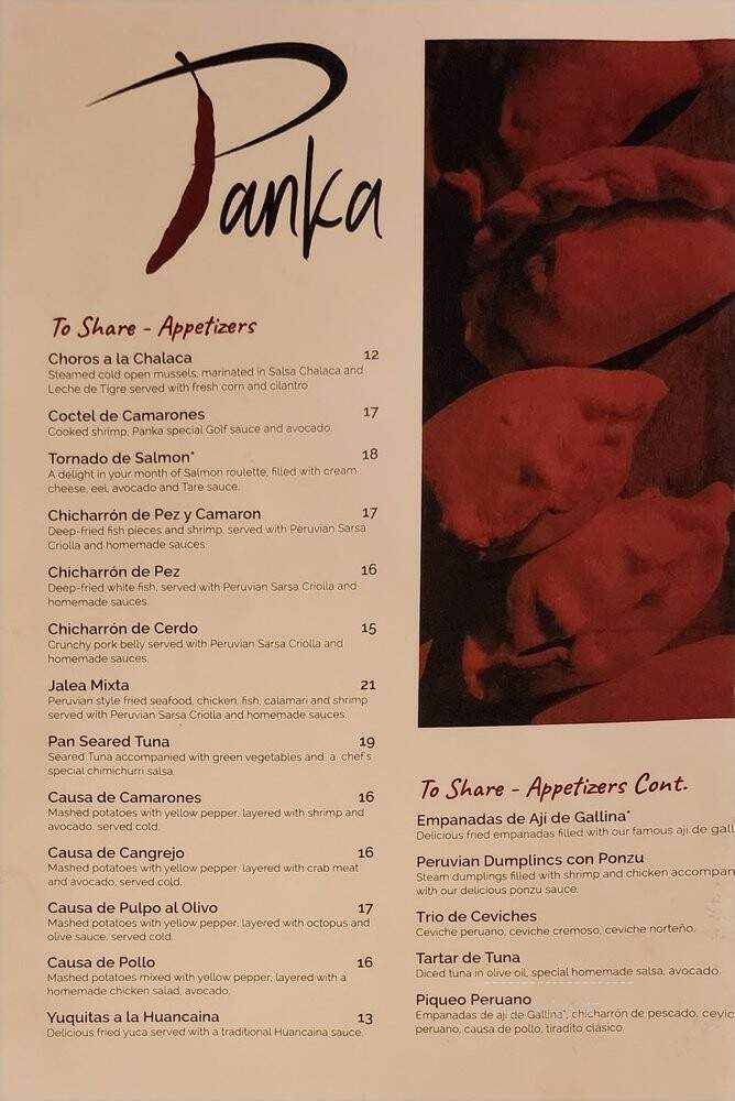 Panka Peruvian Restaurant - Des Moines, IA menu_pic