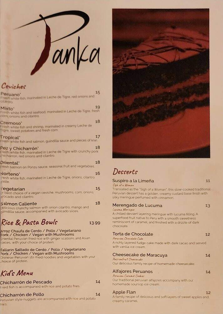 Panka Peruvian Restaurant - Des Moines, IA menu_pic