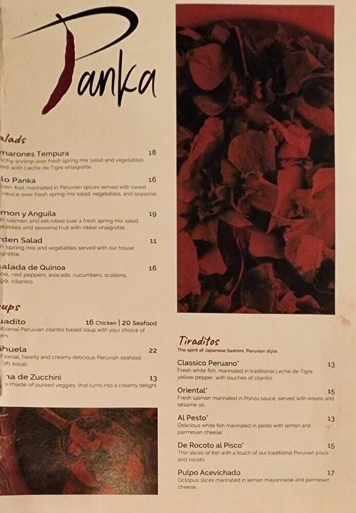Panka Peruvian Restaurant - Des Moines, IA menu_pic
