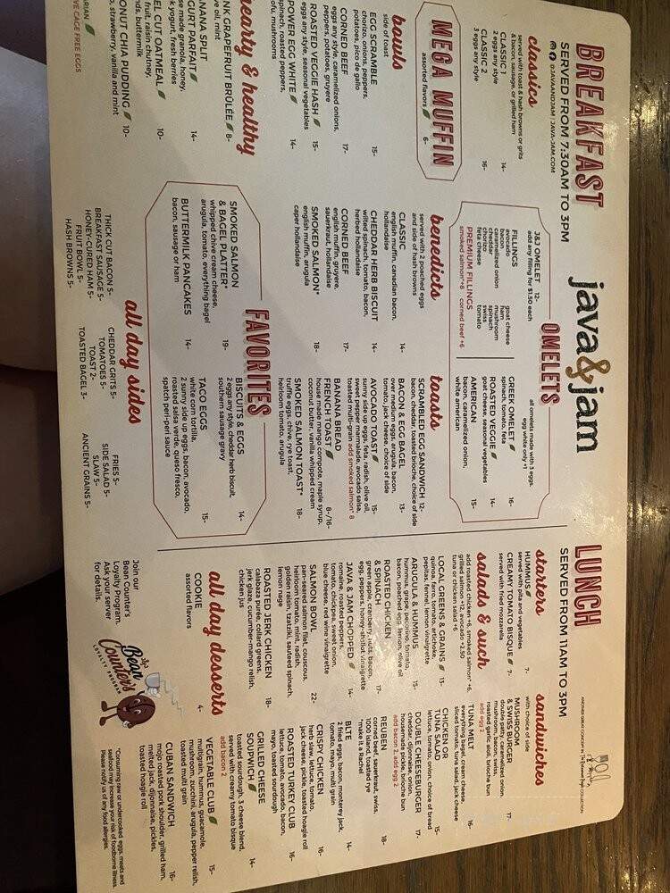 Java & Jam - Fort Lauderdale, FL menu_pic