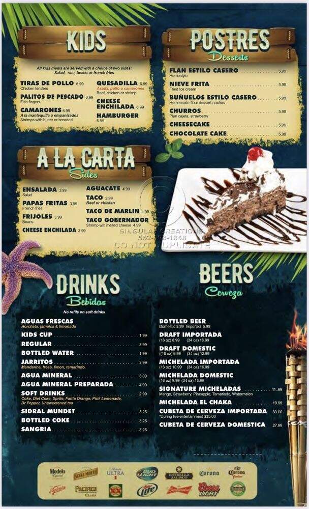 Mariscos El Chaka - Victorville, CA menu_pic
